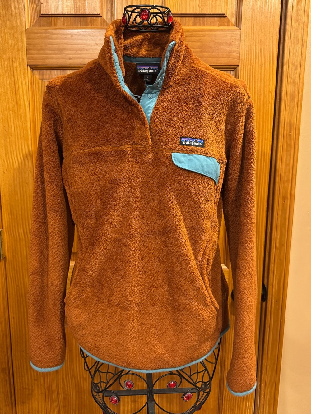 Patagonia Polartec Therma Pro Women's Re-Tool Snap-T Pullover Rust Teal Medium